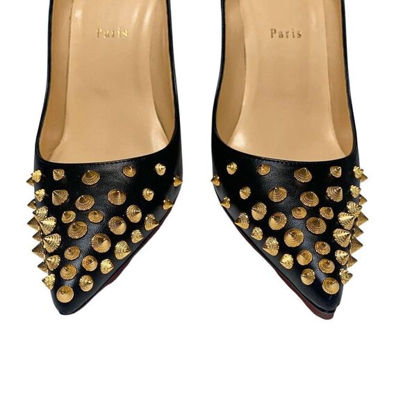Christian Louboutin Spikyshell 100 Nappa Shiny Pumps EU 40 US 10 Studded Heels - Picture 4 of 13